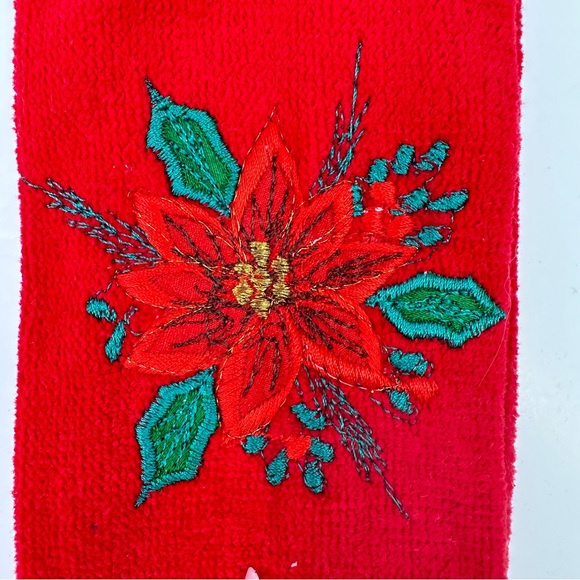 Vintage Sultan's Linens Fingertip Kitchen Bath Hand Towels Christmas Santa Red - Picture 4 of 9